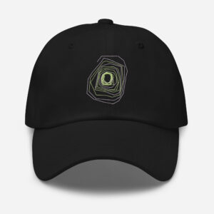 A black baseball cap with a Disability Is Human graphic in the center. 